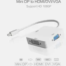 10 шт./лот 3 в 1 Mini DP DisplayPort к HDMI/DVI/VGA Кабель адаптер для Apple MacBook
