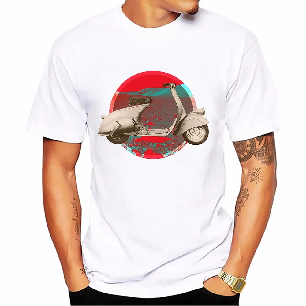 Италия Vespa смешные мужские jollypeach новые летние Повседневное homme футболка размера