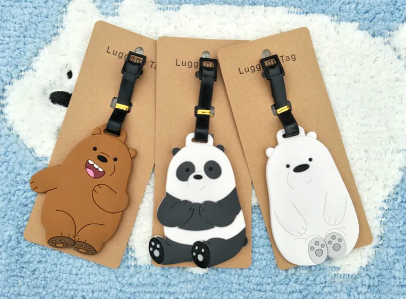 Мультфильм милый медведь бирка для чемодана силикагель чемодан ID Addres держатель