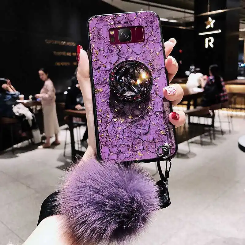 Модные чехлы для телефонов Samsung S10 Plus S8 S9 мягкий блестящий чехол подставка Note 8 9 S7