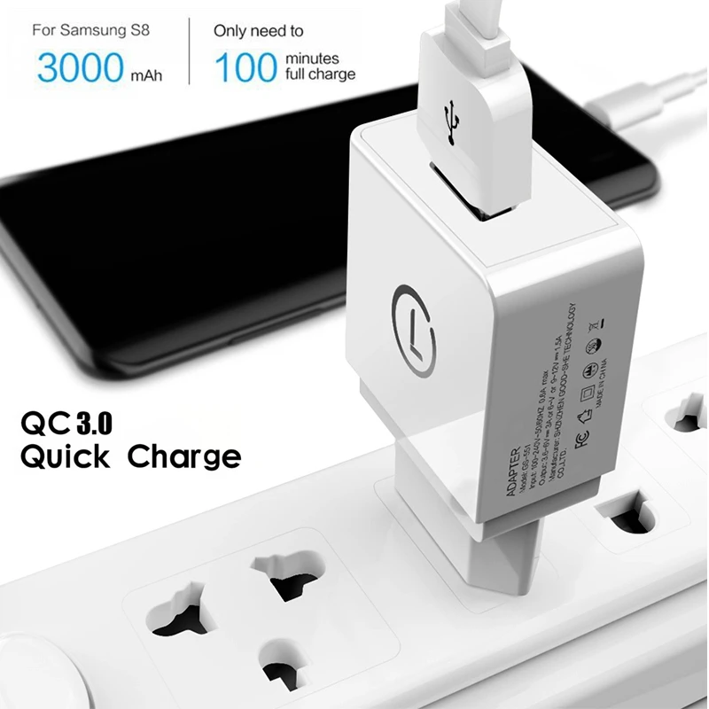 LICHEERS QC 3 0 Быстрая зарядка USB зарядное устройство для Samsung Galaxy S9/S8/S7 3.0 мобильный