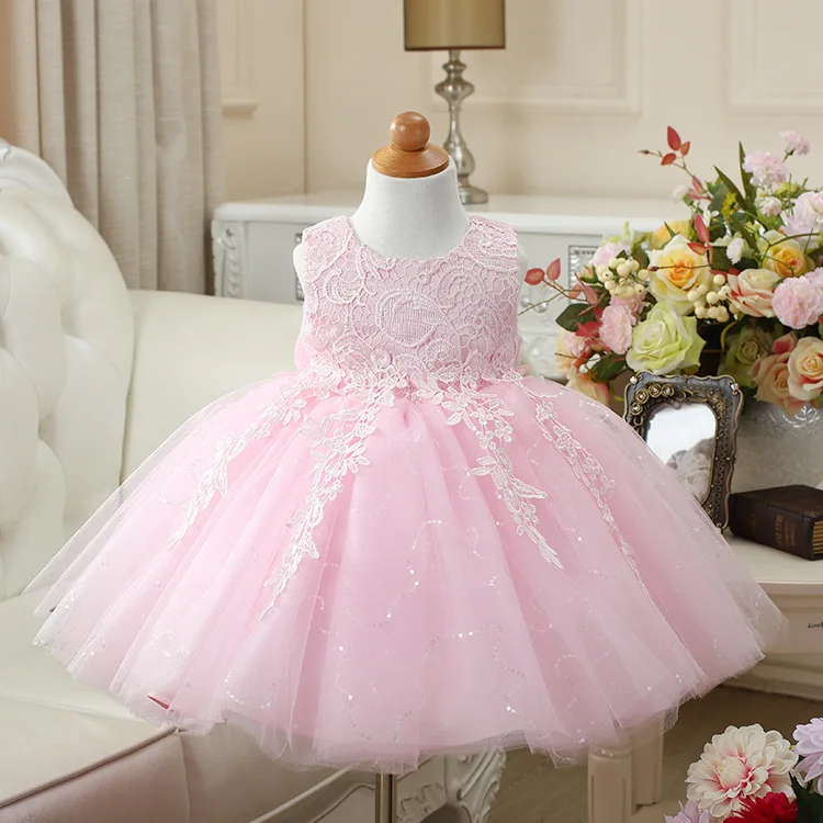 Flower Baby Girl Summer Dress For Wedding Tulle Tutu Kids Birthday Party Dresses Beautiful Lace Christening Gown | Детская одежда и
