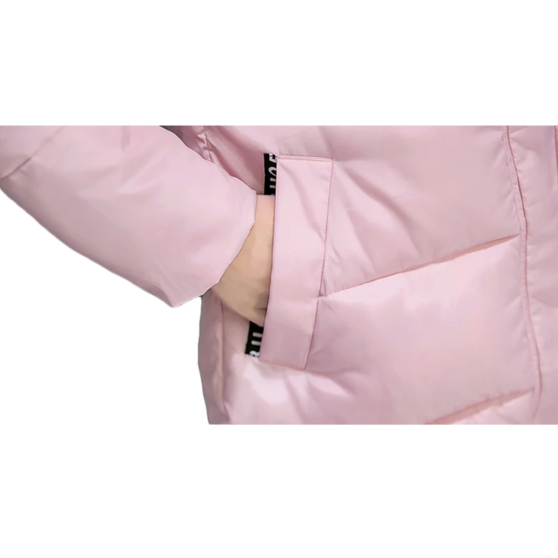 Женская зимняя парка длинная стеганая куртка с принтом в виде букв теплая