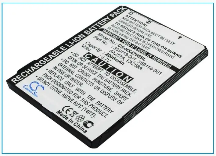 Аккумулятор Cameron Sino 2000 мАч для HP iPAQ HX4700 HX4705 HX4715 HX4800 290483 B21 359498 001 PDA карманный
