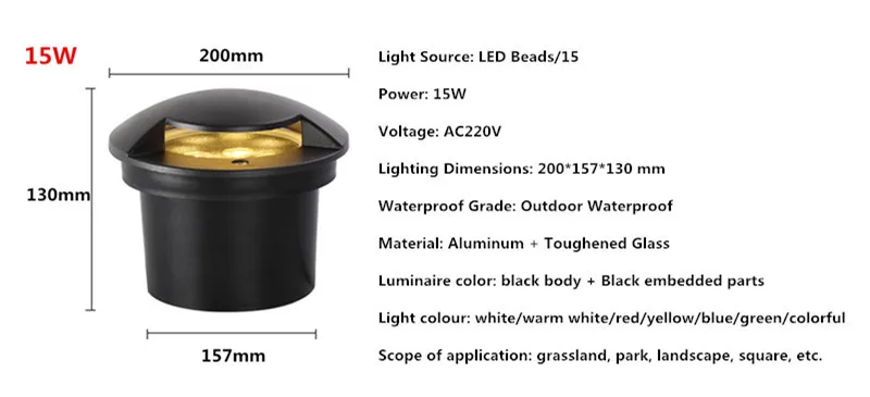 Водонепроницаемый светодиодный светильник для сада наружный утопленный