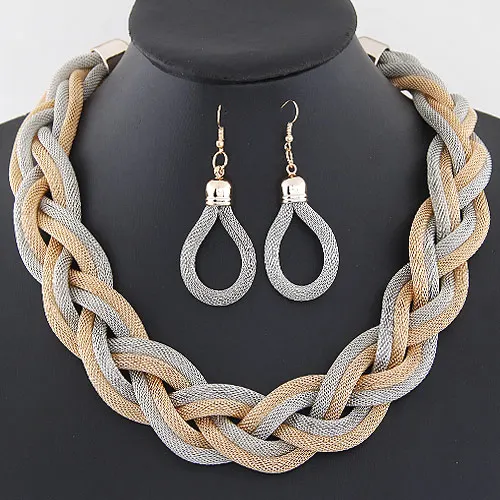 Женский геометрический комплект из колье и серёг 8 цветов|statement jewelry sets|jewelry setsearrings