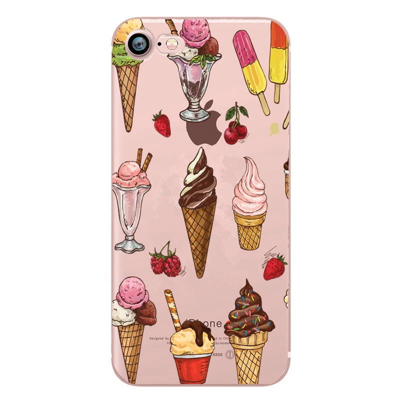Высокое качество Прозрачный чехол для iphone Fundas 7 8 Plus X милые Еда Coque 6 S SE 5 5S САППУ