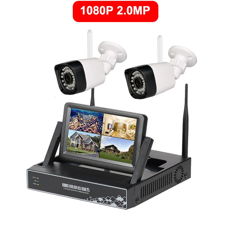 7 дюймов ЖК-дисплей Дисплей 4CH 1080P WI-FI NVR Камера видеонаблюдения системы безопасности Беспроводной NVR Kit дома WI-FI наружного наблюдения IP Камера 2CH - Цвет: 1080P
