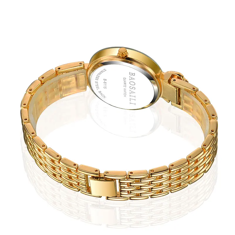 Золотой Новый часы золотые модные женские туфли полной Нержавеющая сталь