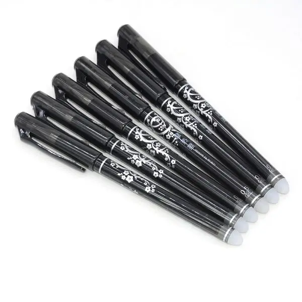 6 pcs black Стираемая гелевая ручка Boligrafo Borrable Uitwisbare ручка Stylo Effacable Penne Cancellabili ластик Penna Gelpen silebilir Kalem - Цвет: 6 pcs black
