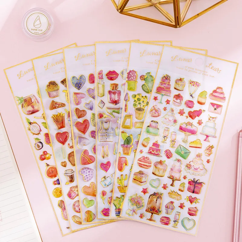 24 pcs/lot Sweet Cake Geometry Diy 3D Decorative Stickers Scrapbooking Stick Label Diary Stationery Album Stickers