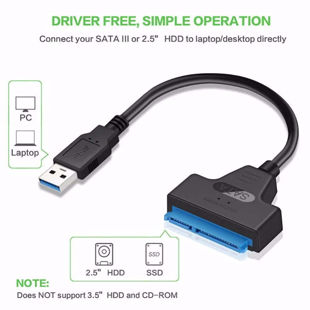 USB 3 0 к SATA 22 Pin 2 5-дюймовый жесткий диск SSD адаптер Соединительный кабель свинцовый