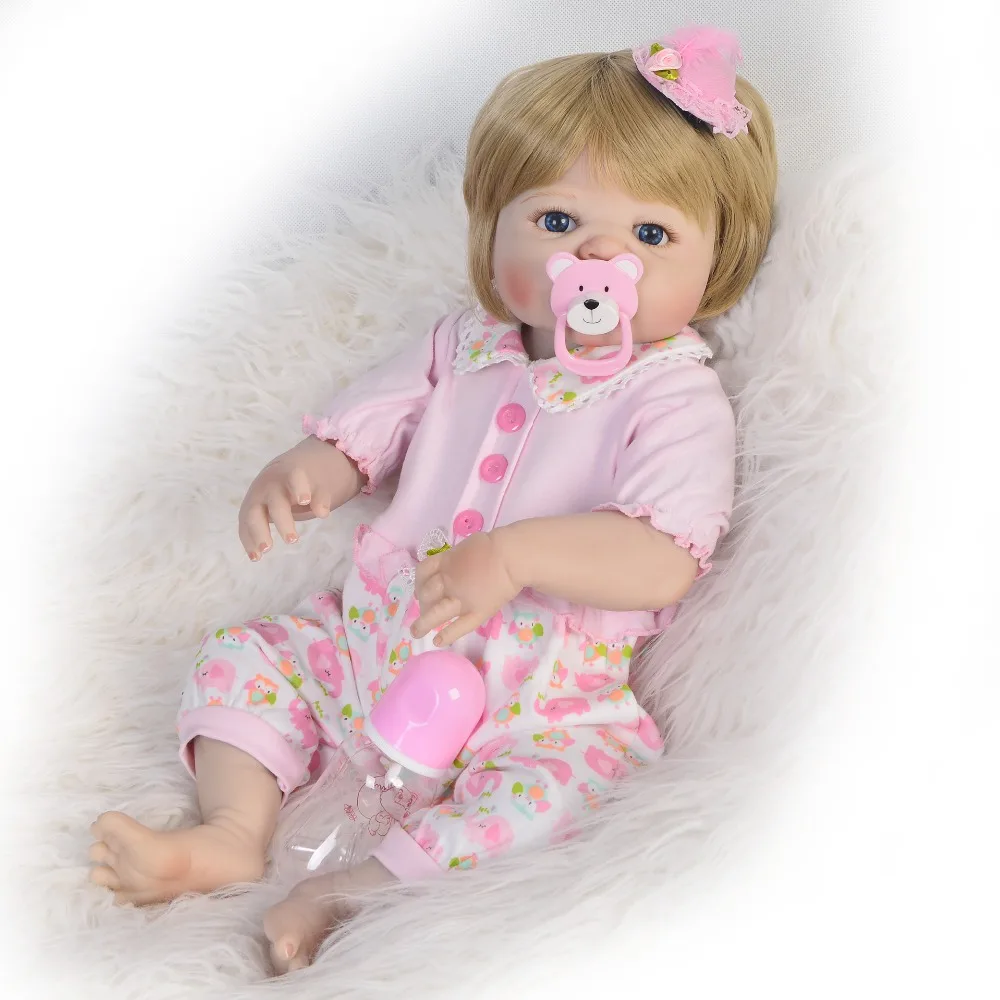 

Full vinyl silicone reborn baby girl dolls 23"57cm Bebes reborn realista bonecas corpo de silicone inteiro kids gift toy dolls