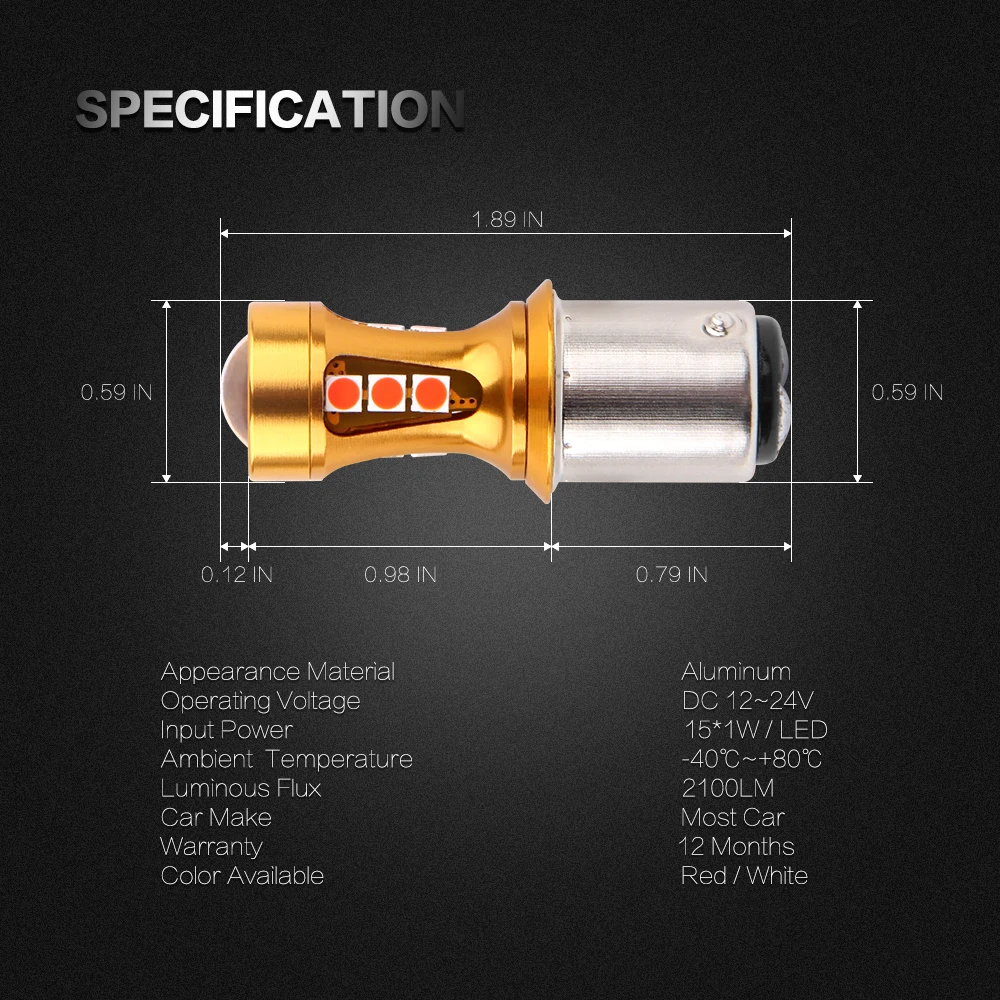 Bogrand Canbus 12 В/24 в красный цвет 1157 P21/5 Вт T20 7443 3157 T25 W21W Ba15d DRL автомобильный