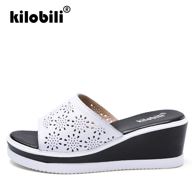 Kilobili/2019 женские шлепанцы Вьетнамки сандалии на плоской платформе Босоножки с