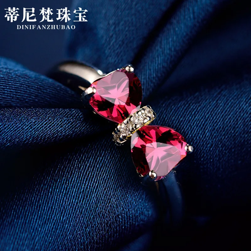 925 Серебряное кольцо корейской моды инкрустированные женское с цирконом
