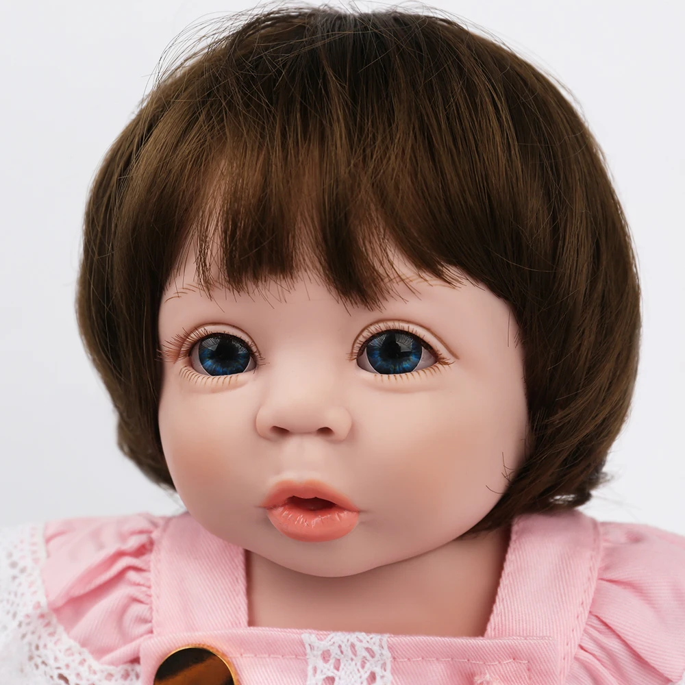 NPKDOLL Reborn Baby Doll 19 дюймов коричневые волосы парики полностью Мягкие силиконовые