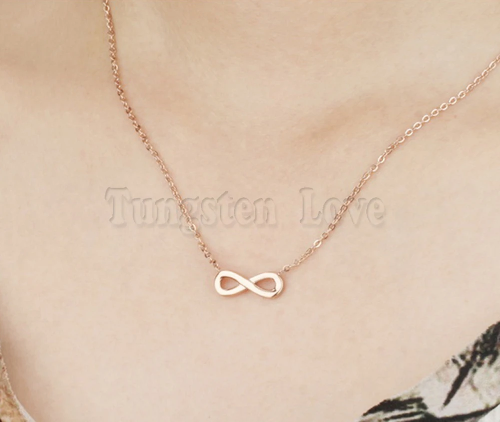 Оптовое ожерелье с кулоном бесконечность для женщин милое розовое золото
