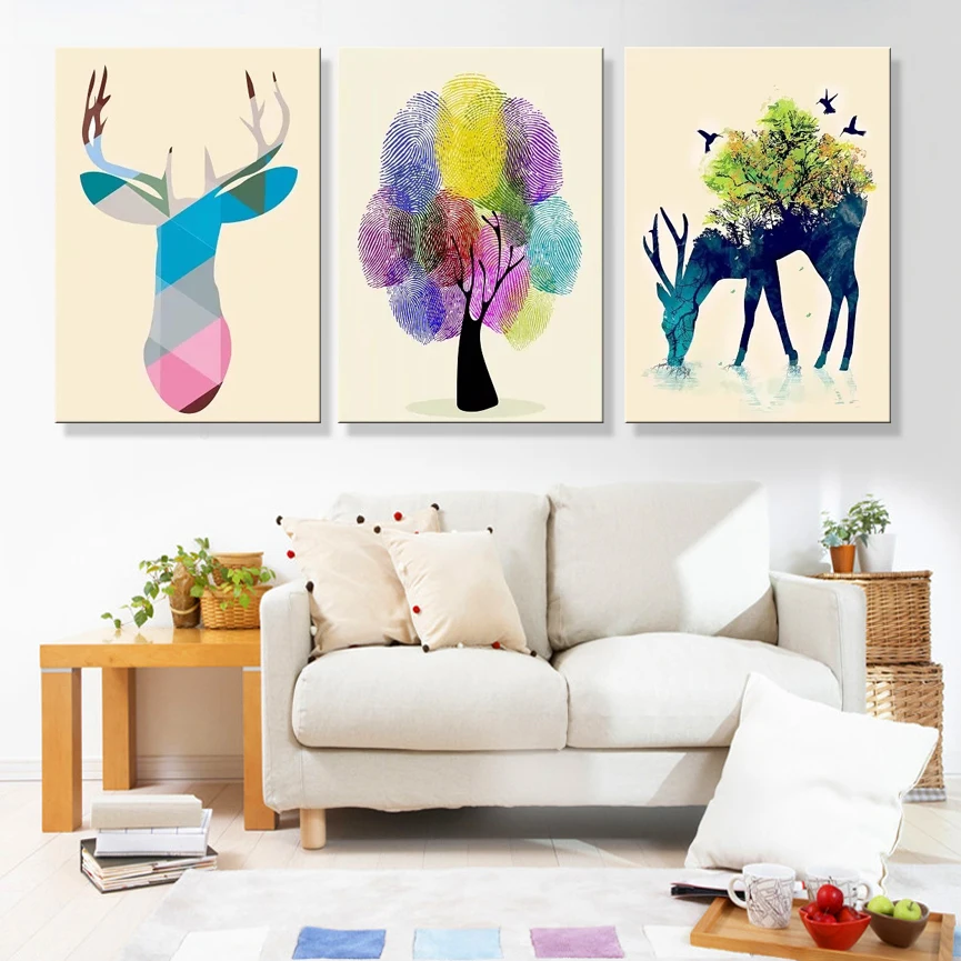 JHLJIAJUN Картина на холсте в скандинавском стиле с оленем декор для детской комнаты