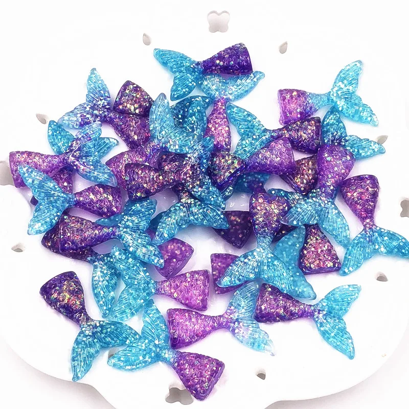 10 шт. милые блестящие разноцветные хвост русалки плоский задний Декор DIY
