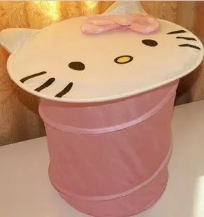 Hello kitteThe collapsible cartoon admission barrel Toy bucket Laundry Hamper Storage basket | Дом и сад