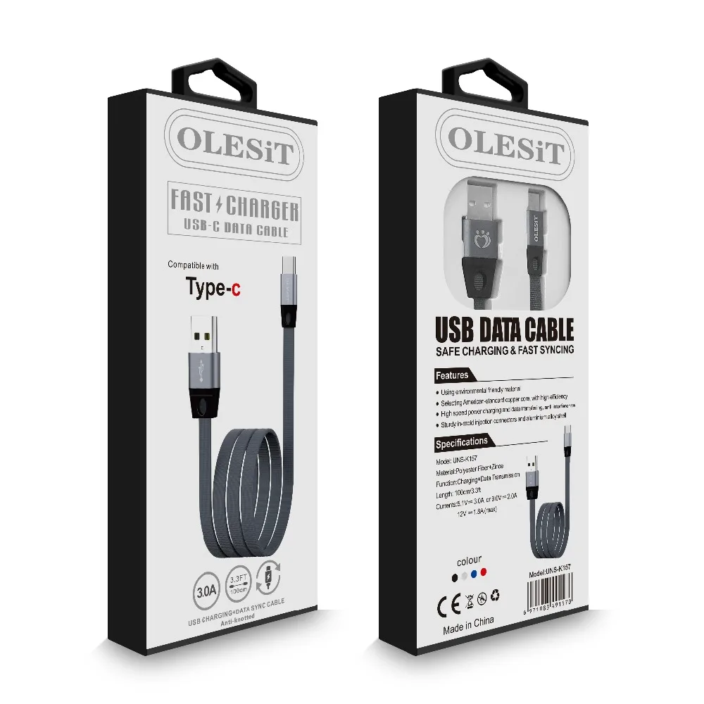100 шт./лот OLESiT UNS-K155/K156/K157 1 м 3а плоский Micro USB кабель для зарядки и передачи данных