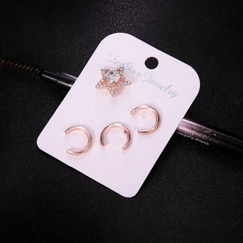 4 шт./компл. винтажные золотистые маленькие круглые серьги каффы с ушками простой