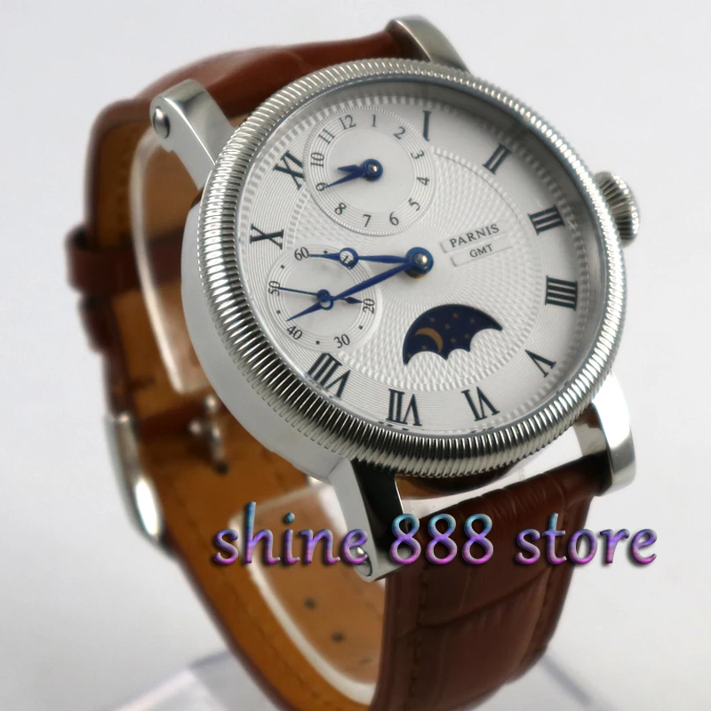 Часы наручные Parnis мужские с белым циферблатом роскошные ручным заводом