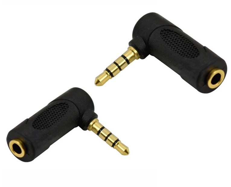 

Plug Elbow right 90 angle 3.5mm male to female audio connector 90 degrees adapter gold plated 5 pieces / lot