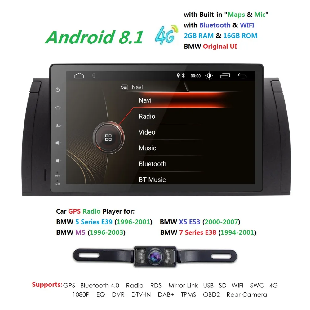 Супер 9 &quotЭкран Android8.1 радио автомобиль BMW E39 E53 X5 с зеркалом ссылка не DVD iNAND 16G Авто