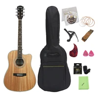 ammoon 41 acoustic guitar cutaway folk guitar rosewood fingerboard with gig bag capo tuner cleaning cloth strings guitar strap