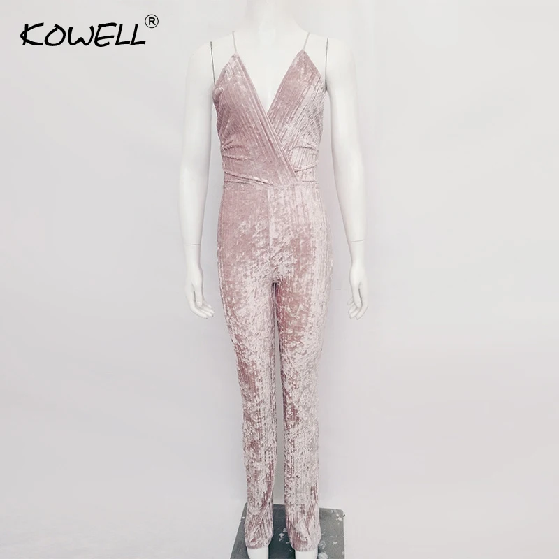 

Kowell Backless Bandage Sexy Rompers Womens Jumpsuit Sleeveless Spaghetti Strap V-Neck Summer Jumpsuit Women Casual Bodysuit