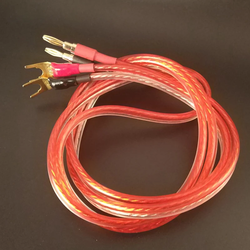 FIHI-14 DIY Audio Line Hifi Speaker Cable With 2 Y type Banana Plug to plug Speakon Wire Cables | Электроника