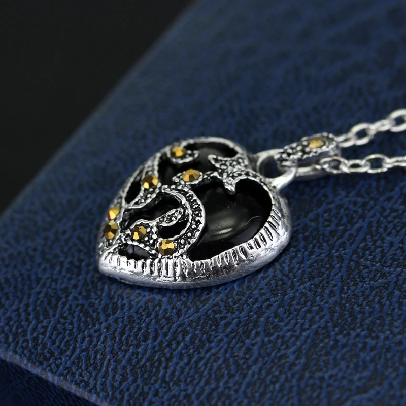 Новое эффектное ожерелье 2 цвета посеребренный марказит синий черный камень