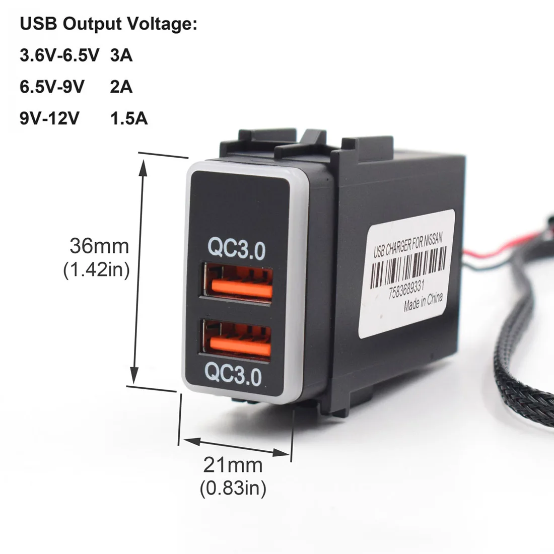 XCGaoon специальный QC3.0 Быстрая зарядка 2 разъем USB Автомобильное зарядное