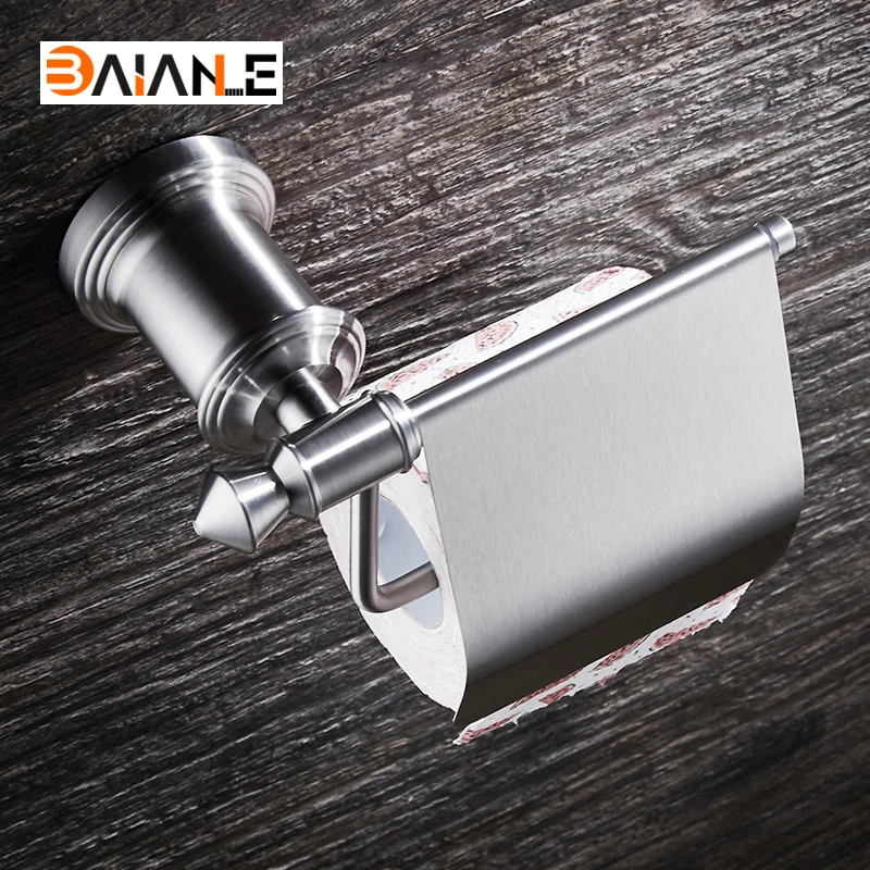 

Stainless steel Cover Toilet Paper Holder Brushed Roll Paper Hanger with Cover Modern Bathroom Product Wall Mount