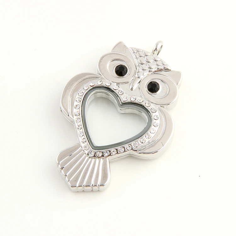 10 шт./лот Бесплатная доставка Сердце Сова Форма сплав плавающий медальон стекло