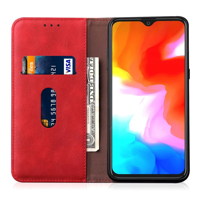 Перекидной кожаный чехол для Oneplus 6 t Роскошный кошелек Подставка держатель карты