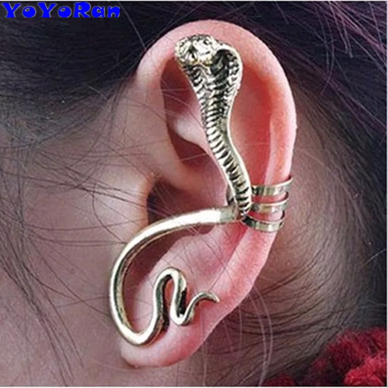 YoYoRan 1 шт. серьги клипсы в виде змеи кобры ушные манжеты для мужчин и женщин