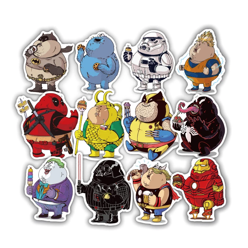 TD ZW 32Pcs/lot Cute Fat Hero Funny Stickers Decal For Car Laptop Bicycle Cellphone Motorcycle Pad Waterproof Toy Sticker