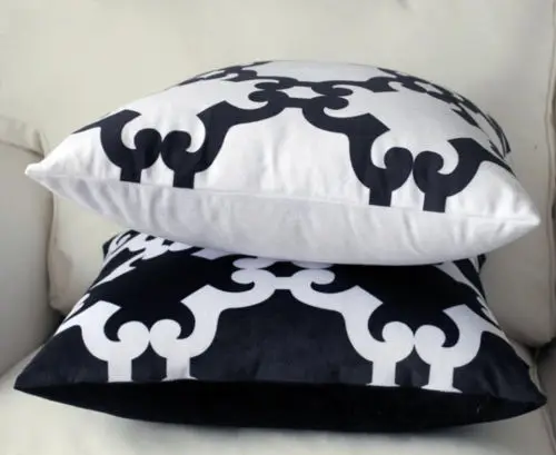 Шикарный черный белый цвет с геометрическим рисунком вельветовый чехол для