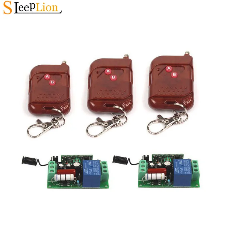 

Sleeplion 315MHz/433MHz AC 110V 10A Relay Switch 1CH Wireless Remote Switch 3 2-Key Transmitter+2 Receiver On/Off 110V Module