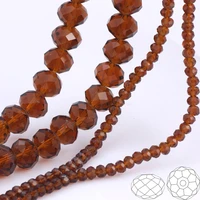olingart 346810mm round glass beads rondelle austria faceted crystal dark camel color loose bead diy jewelry making