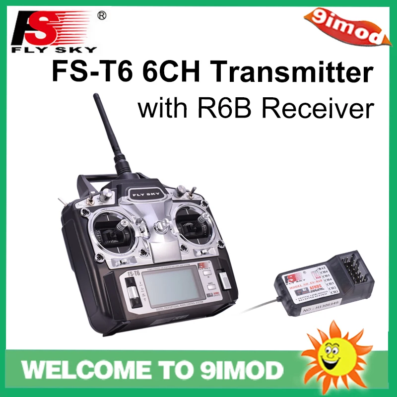 Flysky FS T6 6CH 2 4G передатчик дистанционного управления с ЖК экраном и приемником R6B