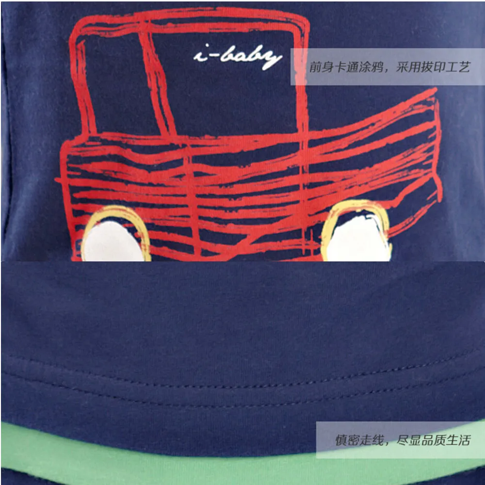 i-baby Baby Clothes Newborn Infant T-shirt Boy Girl 100% Cotton Tees Short Sleeve Kids Cartoon T-Shirts Clothing Navy Green | Детская