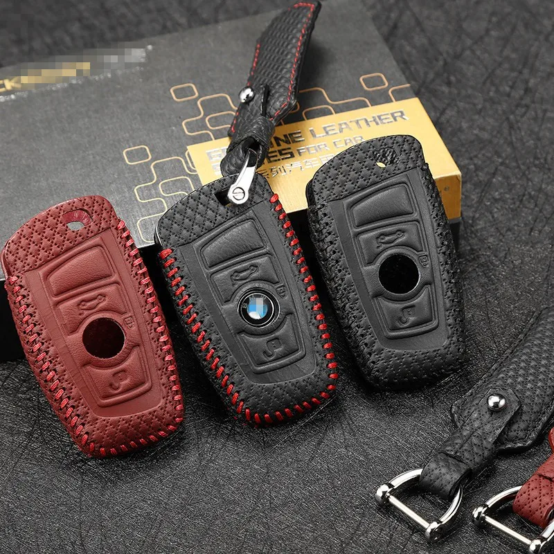 Кожаный чехол для ключей bmw 1 2 3 4X3X4 2012 2014 2016 2018 кнопки автомобильный держатель