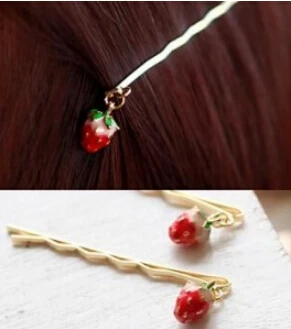 Новинка зажим для волос с подвеской в виде клубники челки ювелирные изделия