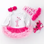 Праздничное платье для первого дня рождения для маленьких девочек платье-пачка с длинными рукавами для новорожденных кружевные фатиновые платья для крещения для девочек повязка на голову, 4 шт.компл., подарок