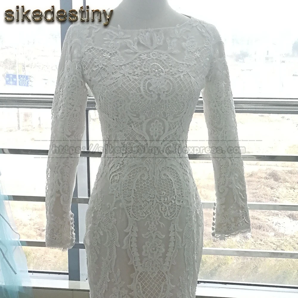 Свадебные платья Русалочки 2019 с длинным рукавом Кружевное Свадебное платье Vestido