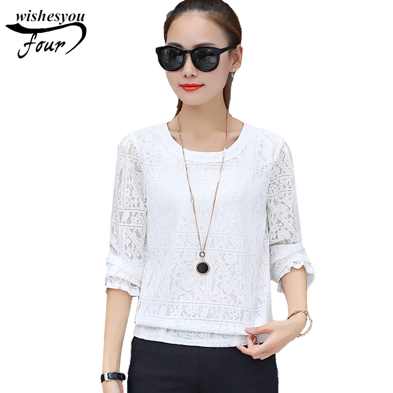 2019 new solid long sleeve casual loose wild women lace blouse fashion sweet puff chiffon shirt top blusas 901C 30 |